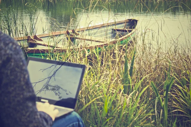 working, outdoors, laptop, typing, grass, river, water, boat, nature, technology, typing, typing, typing, typing, typing. What good organic social media growth looks like