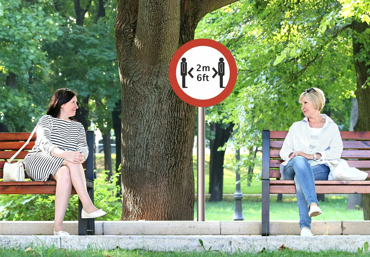 social distancing, virus, distance, disease, infection, contact, distancing, stop, protection, coronavirus, corona, women, bench, sign, green virus, green social, green stop, social distancing, social distancing, social distancing, social distancing, social distancing. Five public health campaign case studies for social media analytics planning