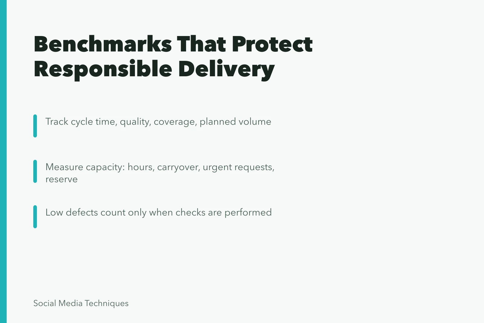 Content planning benchmarks card: capacity, flow, quality, and responsible delivery metrics. Flow versus output volume: the real content planning benchmarks that matter