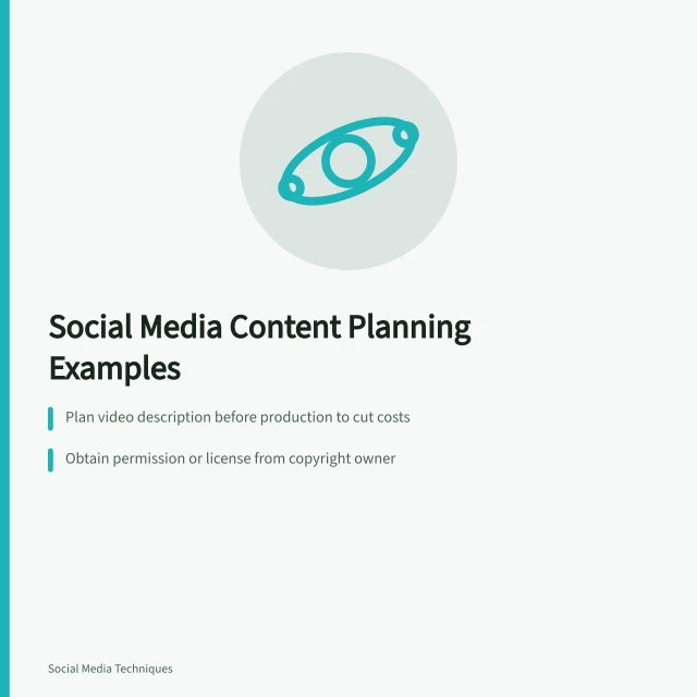 Card summarizing social media content planning examples for business teams. Social media content planning examples for business teams