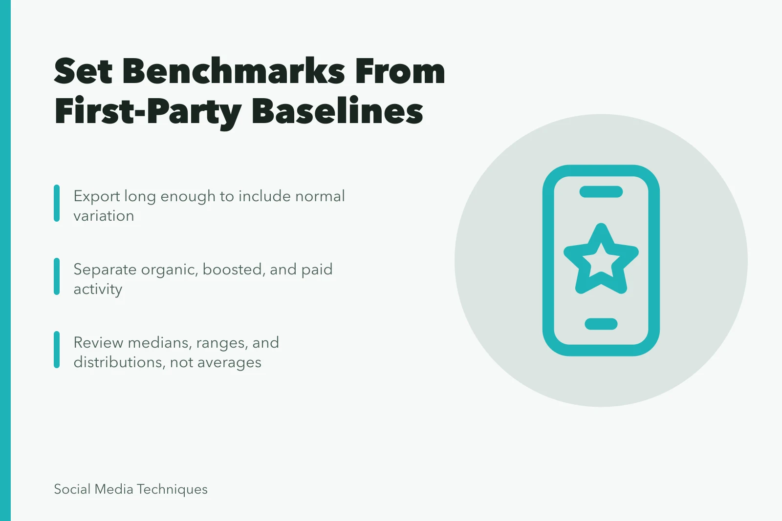 Card on first-party social media benchmark baselines and planning ranges. Setting realistic strategy benchmarks starts with a first-party baseline