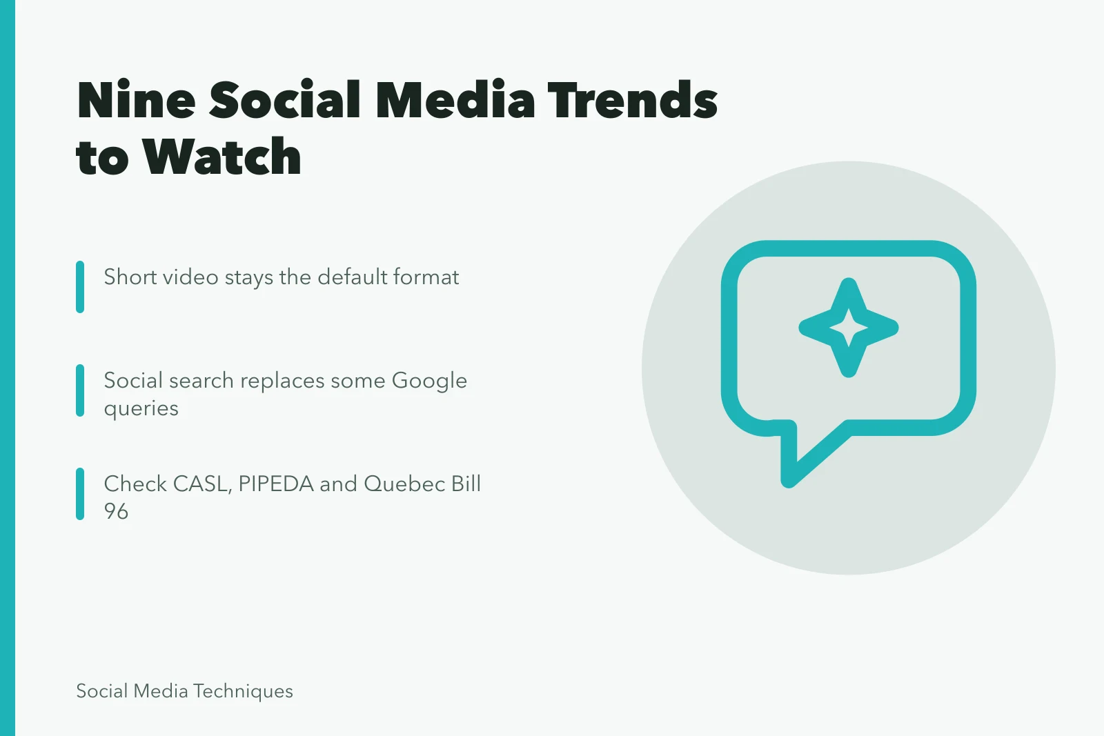 Card listing nine social media strategy trends for 2027. 9 things about social media strategy trends worth your time