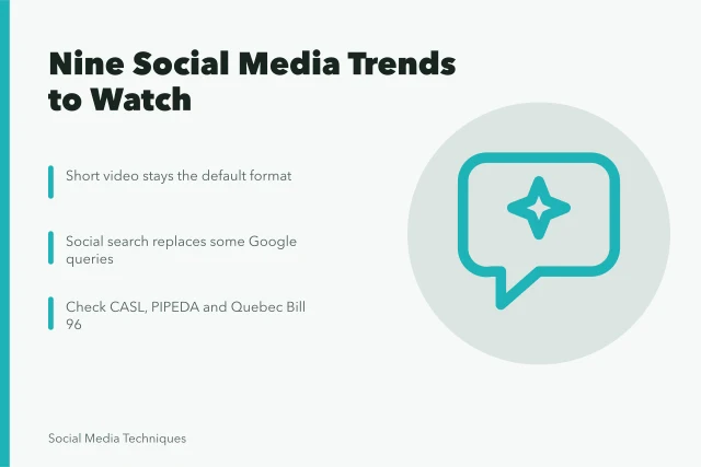 Card listing nine social media strategy trends for 2027. 9 things about social media strategy trends worth your time