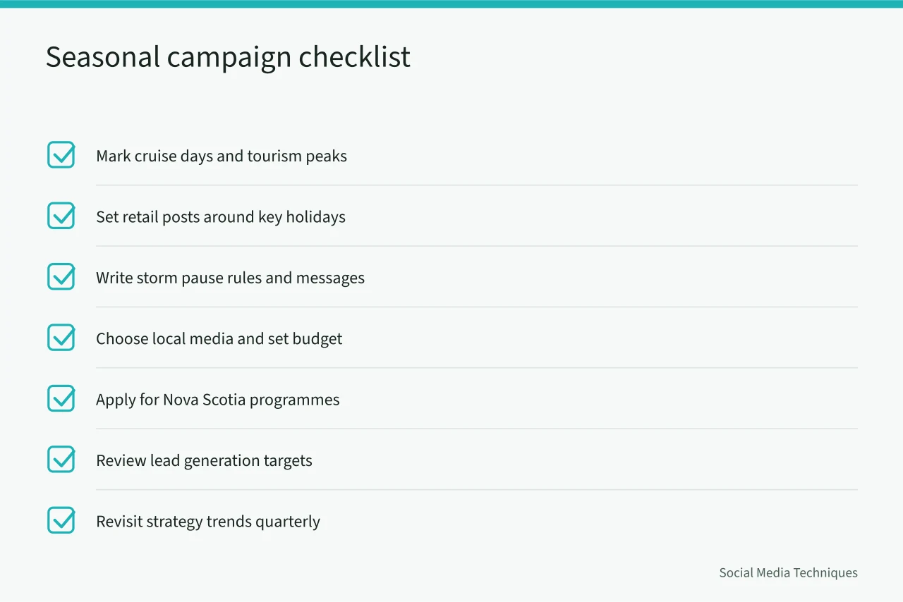 Checklist of seven tasks for Halifax seasonal social campaigns (What Halifax small businesses should know about seasonal social campaigns)
